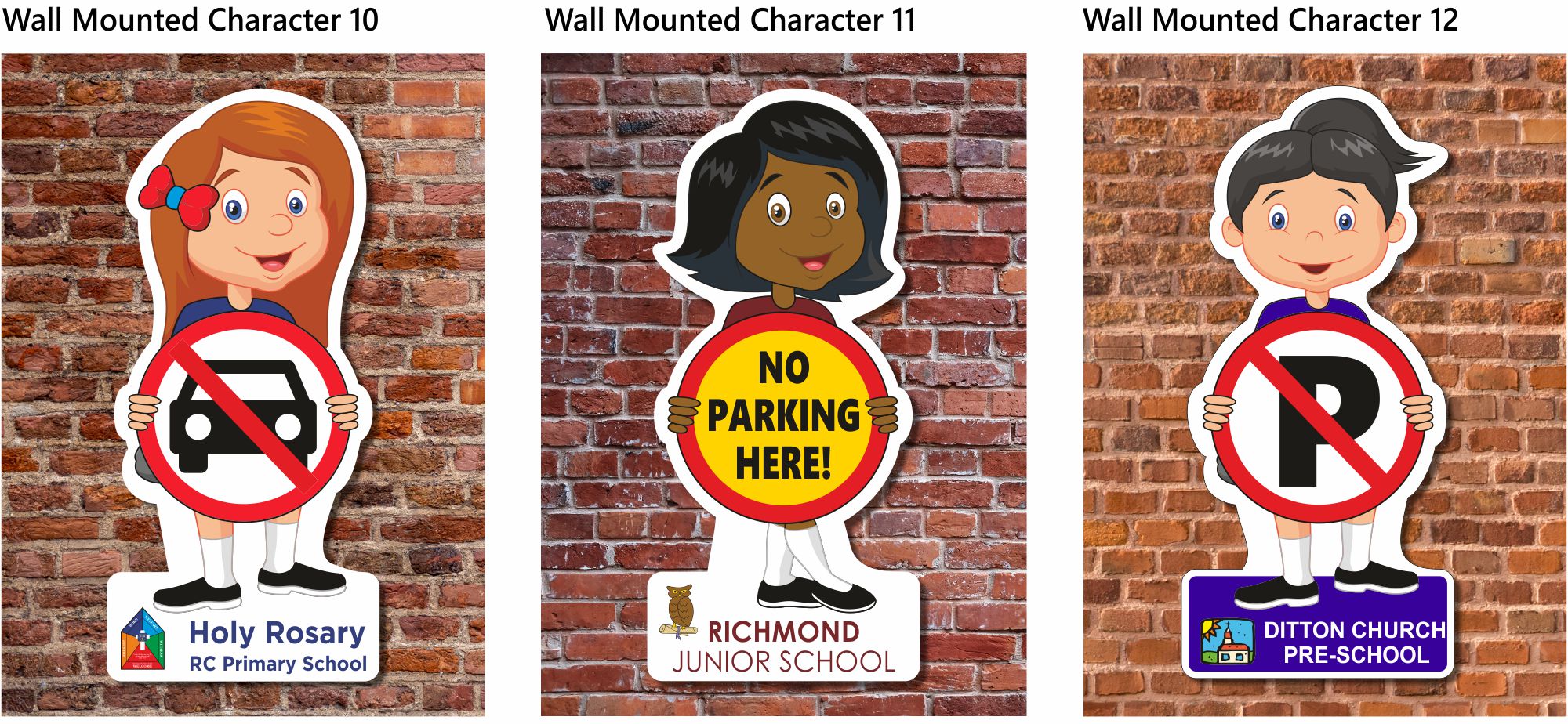 character cut-out signs